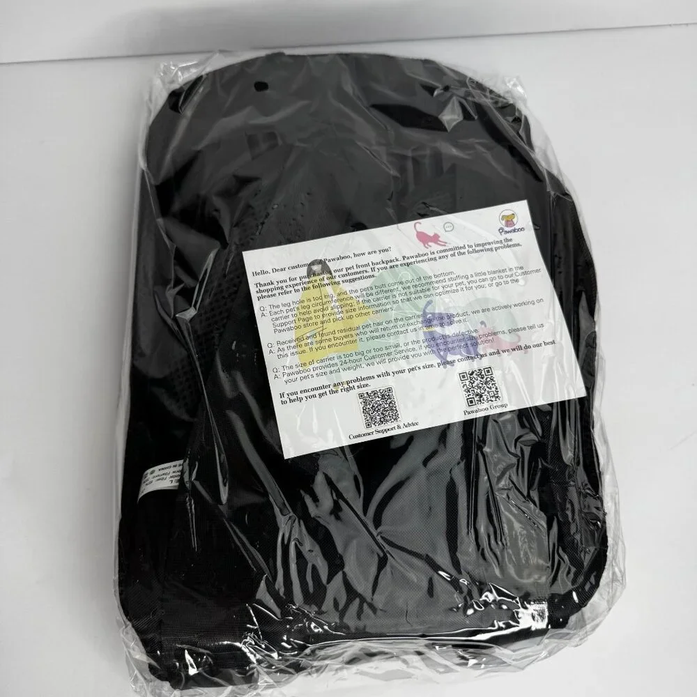 Pawaboo Size L 12-16 lb Front Backpack DOG Carrier‎ in Black Mesh
